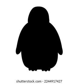 Vector hand drawn flat baby penguin silhouette isolated on white background