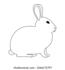 Vector hand drawn flat bunny rabbit isolated on white background