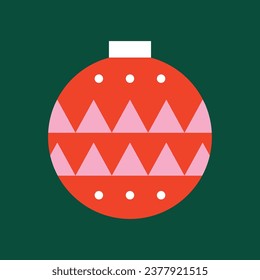 Vector hand drawn flat christmas ball ornament.