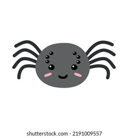 Vector hand drawn flat cute spider isolated white background