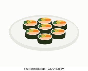 Vector hand drawn flat design Korean food illustration