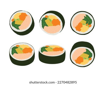 Vector hand drawn flat design Korean food illustration