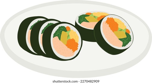 Vector hand drawn flat design Korean food illustration