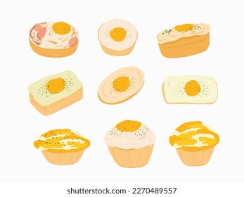 Vector hand drawn flat design Korean Egg Bread illustration