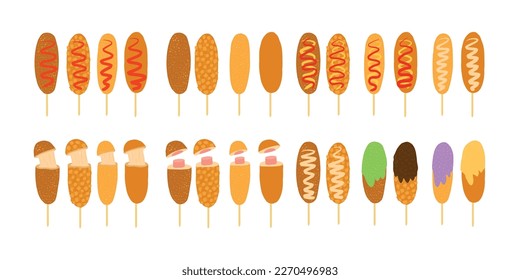 Vector hand drawn flat design Corn Dog illustration