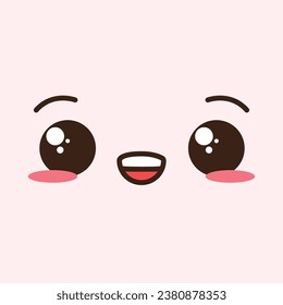 Vector hand drawn flat design kawaii face.