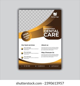  vector hand drawn flat design dental flyer template