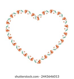 vector hand drawn flat design hearts border and frame.