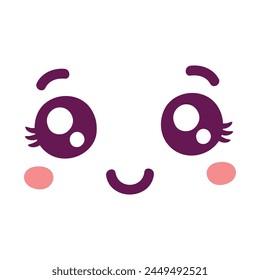 Vector hand drawn flat design kawaii face.