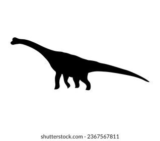 Vector hand drawn flat diplodocus dinosaur silhouette isolated on white background