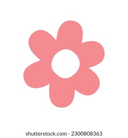 handgezeichnete, flache Blume, einzeln auf weißem Hintergrund