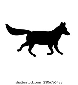 Vector hand drawn flat fox silhouette isolated on white background
