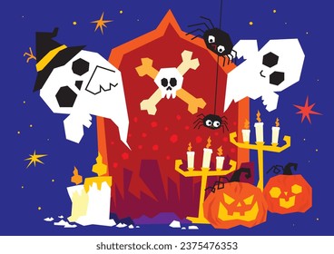Vector hand drawn flat halloween background