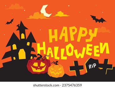 Vector hand drawn flat halloween background