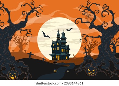 vector hand drawn flat halloween background