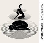 Vector hand drawn flat  illustration of woman's awakening isolated. Tattoo creative artwork. Template for card, poster, banner, print for t-shirt, pin, badge, patch.