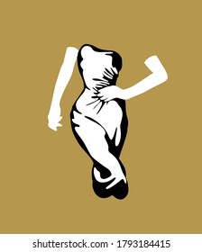 Handgezeichnete, flache Vektorgrafik mit unsichtbarer Frau einzeln. Kreative Kunstwerke. Vorlage für Karte, Poster, Banner, Druck für T-Shirt, Pin, Badge, Patch.