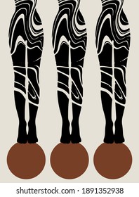 Vector hand drawn flat illustration of female legs on the balls  isolated. Creative minimalistic artwork. Template for card, poster, banner, print for t-shirt, pin, badge, patch.