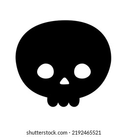 Vector Hand Drawn Flat Kawaii Skull Silhouette Isolated On White Background