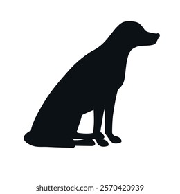 Vector hand drawn flat Labrador dog silhouette isolated on white background