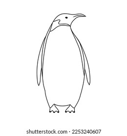 Vector hand drawn flat outline emperor penguin isolated on white background