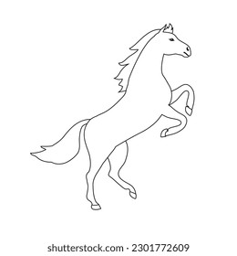 Vector hand drawn flat outline horse isolated on white background