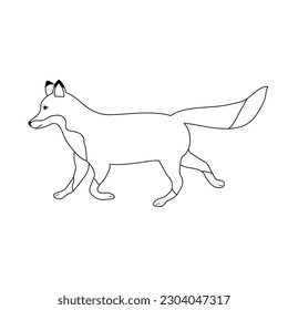Vector hand drawn flat outline fox isolated on white background