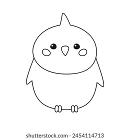 Vector hand drawn flat outline cockatiel parrot isolated on white background