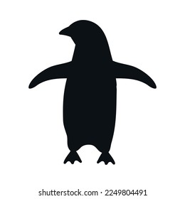 Vector hand drawn flat penguin silhouette isolated on white background