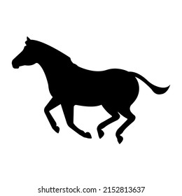 Vector hand drawn flat running zebra silhouette isolated on white background