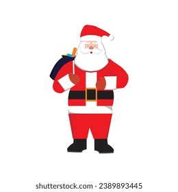 vector hand drawn flat santa claus characters collection