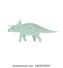 Vector hand drawn flat triceratops dinosaur isolated on white background