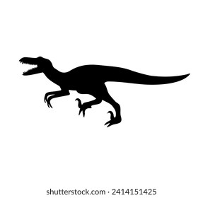 Vektor handgezeichnet, flach gezeichnet, samociraptor, Dinosauriersilhouette einzeln auf weißem Hintergrund