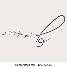 Vector Hand Drawn floral B monogram or logo. Lowercase Hand Lettering Letter b with Flowers and Branches. Wildflowers. Floral Design