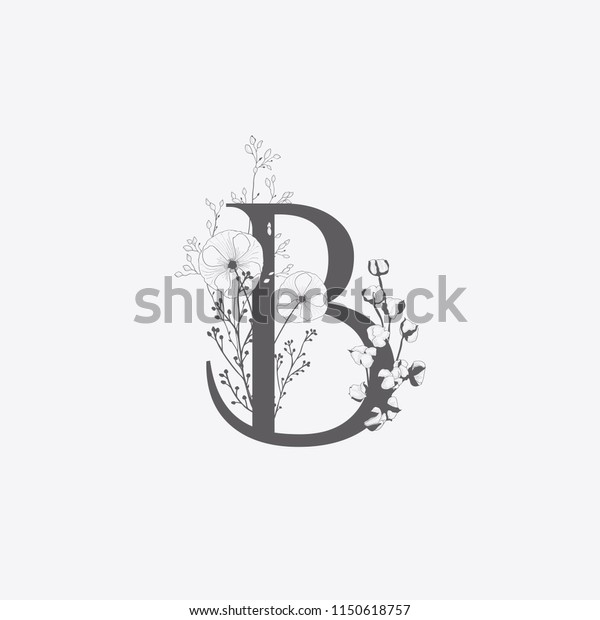 Vector Hand Drawn Floral B Monogram Stock Vector (Royalty Free ...