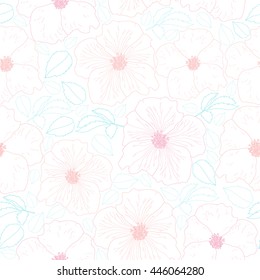 Vector hand drawn floral background. Seamless pattern with flowers. Artwork for textiles, fabrics, souvenirs, packaging and greeting cards.
