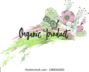 Vector hand drawn floral banners. Vintage herb templates and flyers. Natural organic cosmetics packaging design.