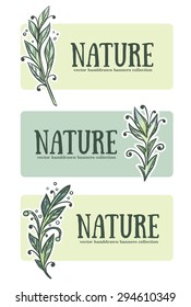 vector hand drawn floral banners in doodle style