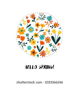 Vector hand drawn floral collection, flowers set, decorative elements for card, poster, invintation.