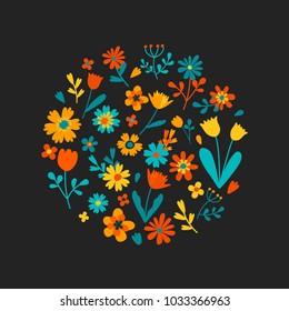 Vector hand drawn floral collection, flowers set, decorative elements for card, poster.