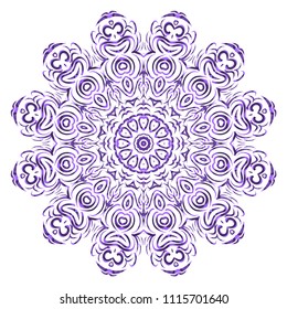 Vector hand drawn floral color mandala design. For fashion, surface design. Red, purple, gold mistic color