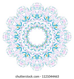 Vector hand drawn floral color mandala design. For fashion, surface design. Red, purple, gold mistic color