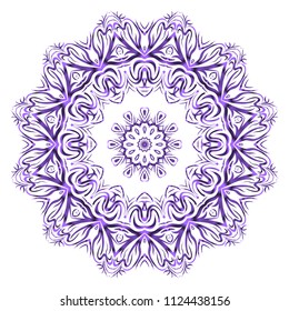 Vector hand drawn floral color mandala design. For fashion, surface design. Red, purple, gold mistic color