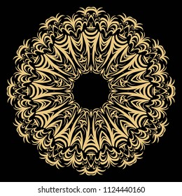 Vector hand drawn floral color mandala design. For fashion, surface design. Red, purple, gold mistic color