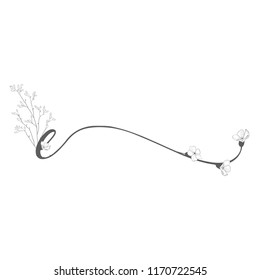 Vector Hand Drawn floral E monogram or logo. Lowercase Hand Lettering Letter e with Flowers and Branches. Wildflowers. Floral Design