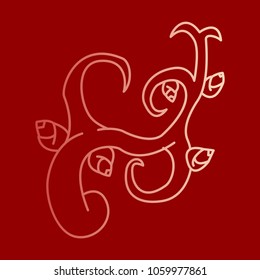 Vector hand drawn floral element, plant.