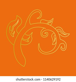 Vector hand drawn floral element, plant.