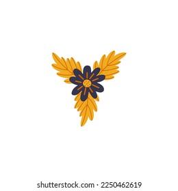 Vector hand drawn floral element isolated on white background.