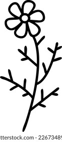 Vector hand drawn floral element in doodle style.