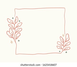 Vector hand drawn floral frame. Cute decorative flowers element for invitations, labels, posters.